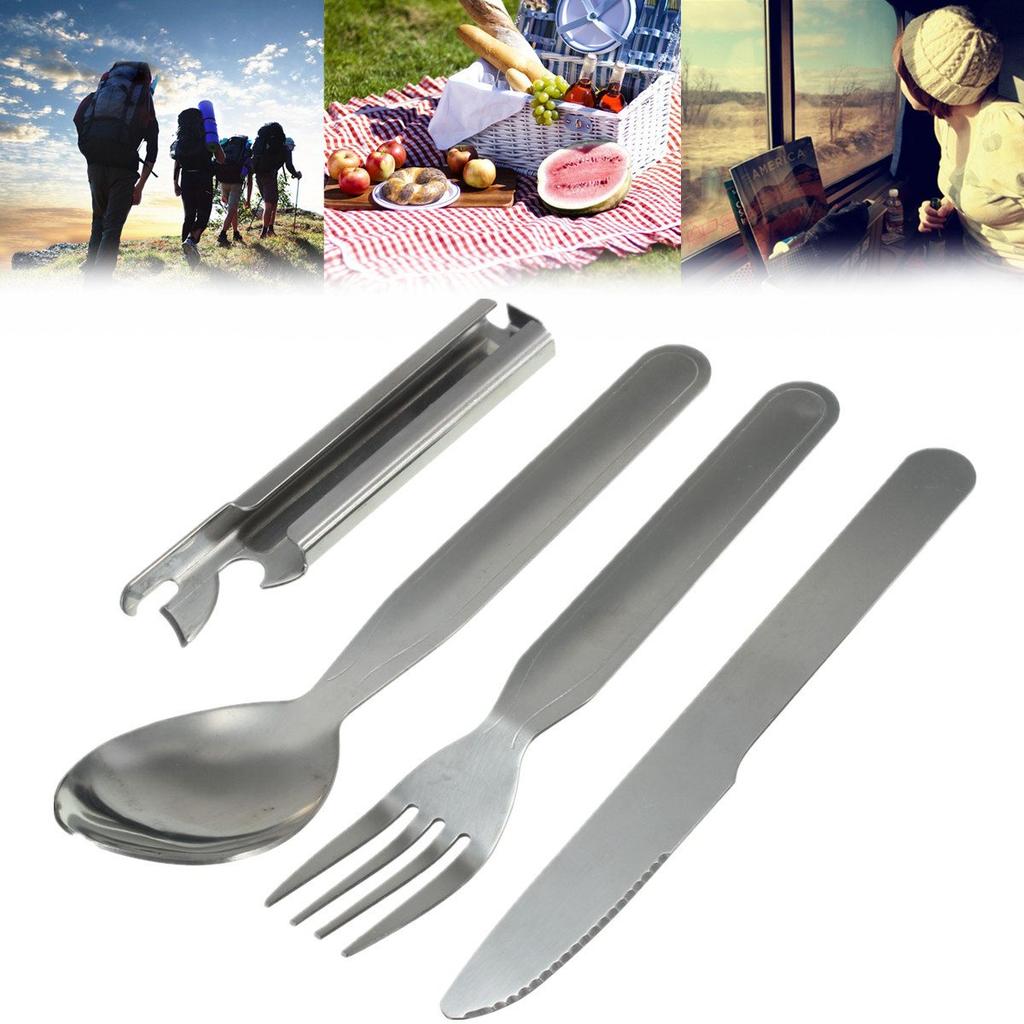 4-Piece Portable Stainless Steel Silverware Set by HitMyNeed