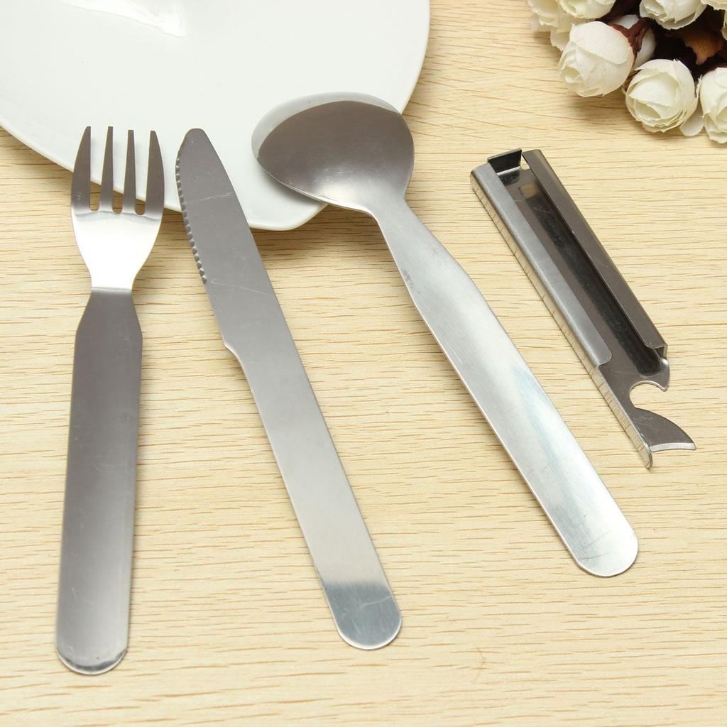 4-Piece Portable Stainless Steel Silverware Set by HitMyNeed