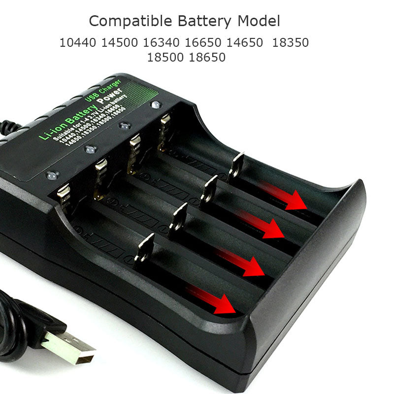 4-Slot 18650 Li-ion Battery Charger with LED Indicators 4-slots-eu-plug by HitMyNeed