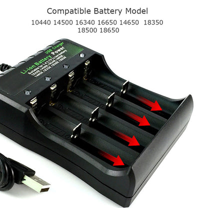 4-Slot 18650 Li-ion Battery Charger with LED Indicators 4-slots-eu-plug by HitMyNeed