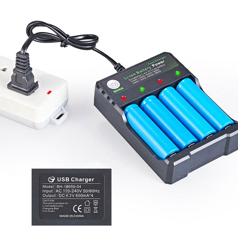 4-Slot 18650 Li-ion Battery Charger with LED Indicators 4-slots-us-plug by HitMyNeed