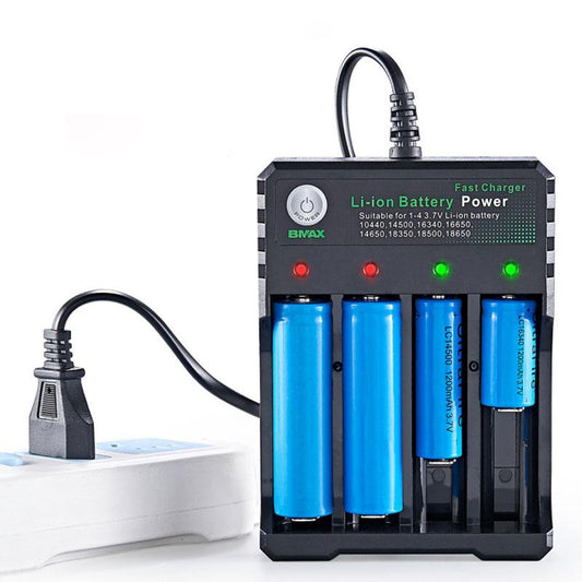 4-Slot 18650 Li-ion Battery Charger with LED Indicators 4-slots-usb by HitMyNeed