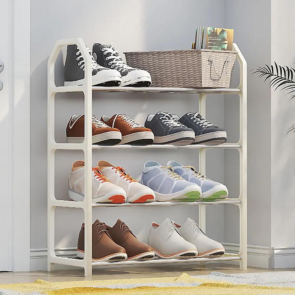 4-Tier Shoe Rack Door & Floor Storage Organizer white by HitMyNeed