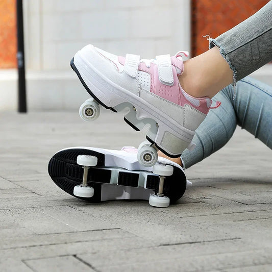 4-Wheel Deformation Roller Skate Sneakers pink 42.0 by HitMyNeed