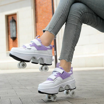 4-Wheel Deformation Roller Skate Sneakers purple 42.0 by HitMyNeed