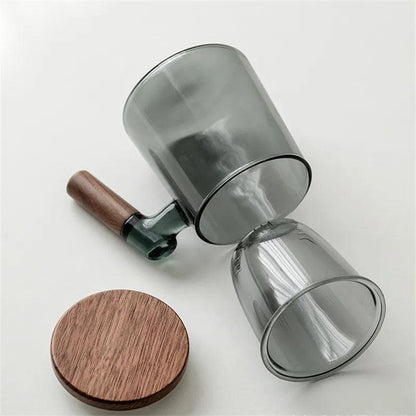 400ml Glass Tea Mug with Walnut Handle & Infuser by HitMyNeed