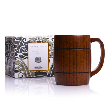 400ml Oak Wood Barrel Mug with Handle by HitMyNeed