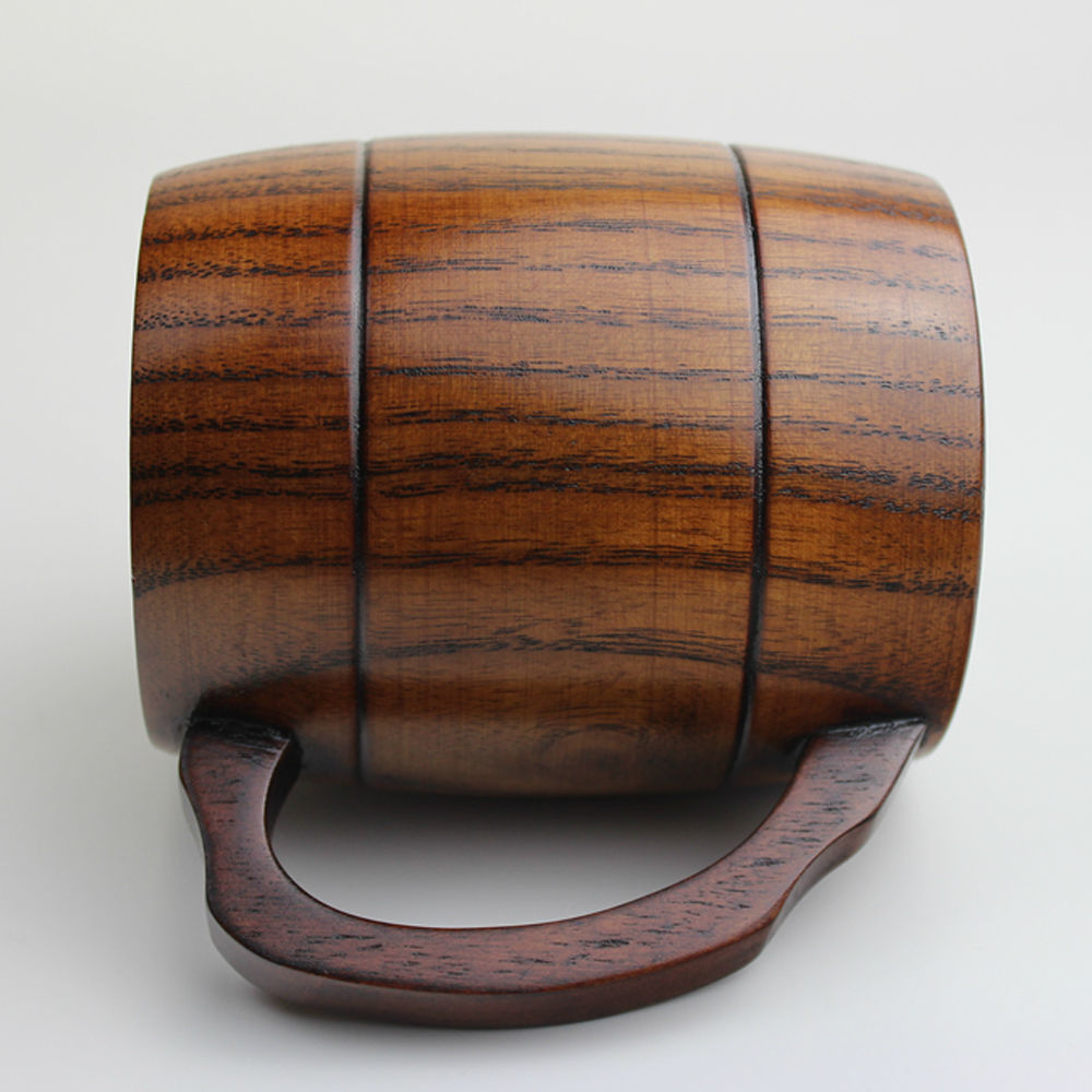 400ml Oak Wood Barrel Mug with Handle by HitMyNeed
