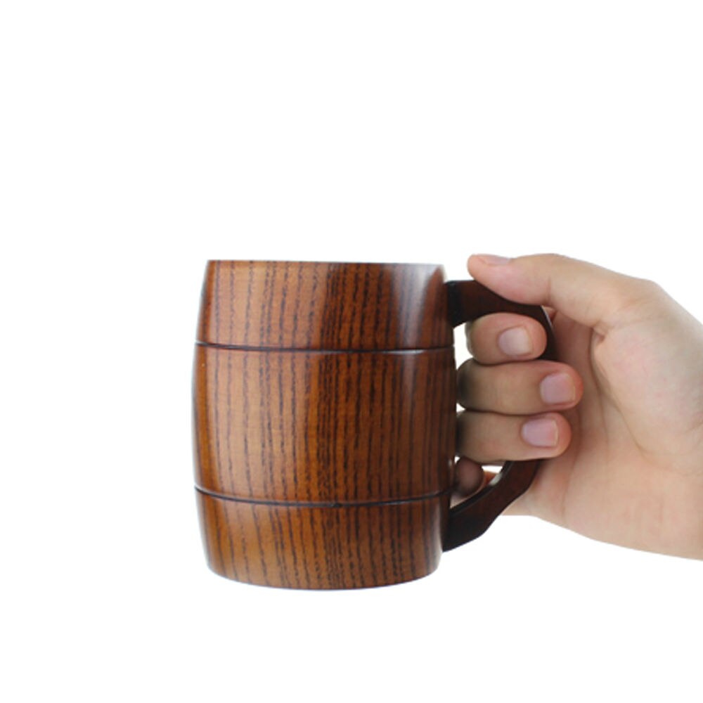 400ml Oak Wood Barrel Mug with Handle by HitMyNeed
