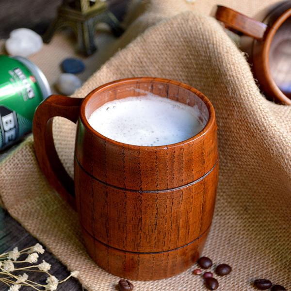 400ml Oak Wood Barrel Mug with Handle by HitMyNeed