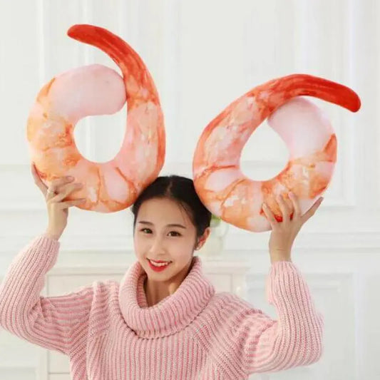 40cm Plush Prawn U-Shaped Neck Pillow Toy by HitMyNeed