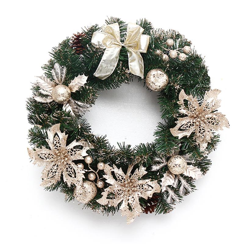 40cm White-Gold Christmas Wreath Home Decor by HitMyNeed