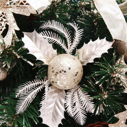 40cm White-Gold Christmas Wreath Home Decor by HitMyNeed