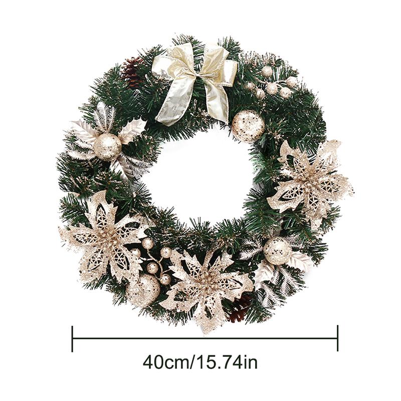 40cm White-Gold Christmas Wreath Home Decor by HitMyNeed
