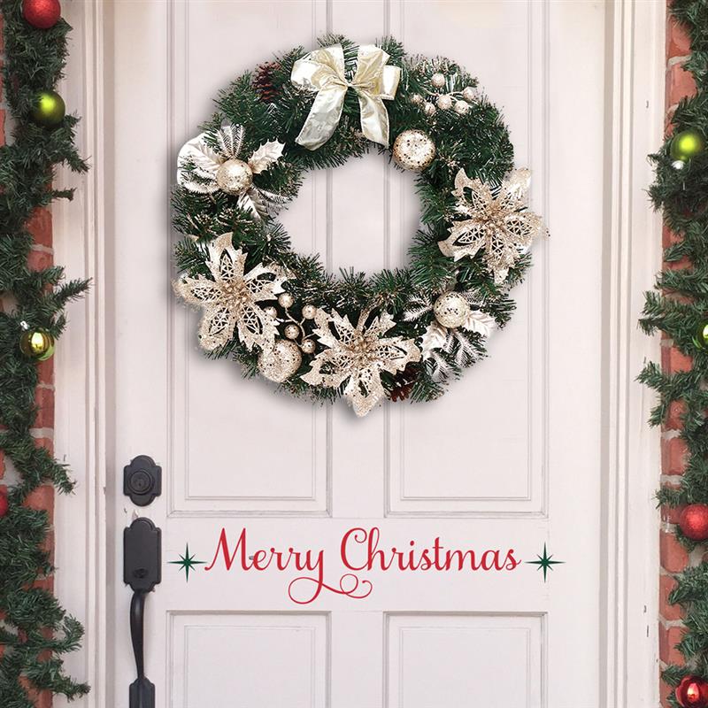 40cm White-Gold Christmas Wreath Home Decor by HitMyNeed