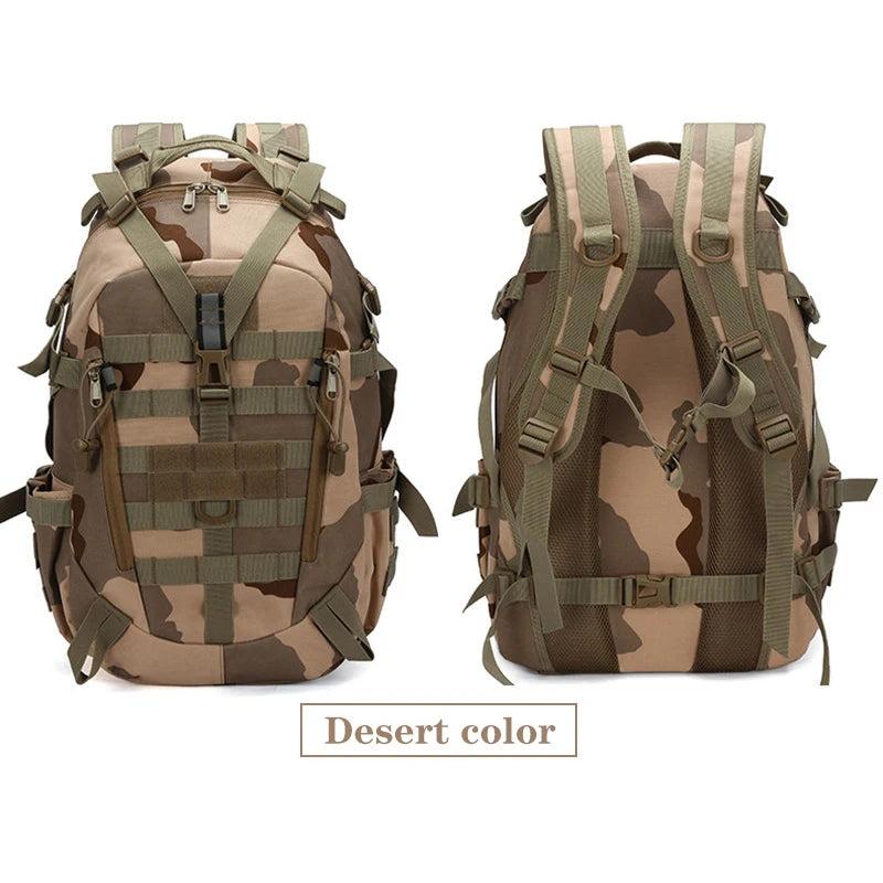 40L Tactical MOLLE Backpack with Reflective Panels desert-color by HitMyNeed