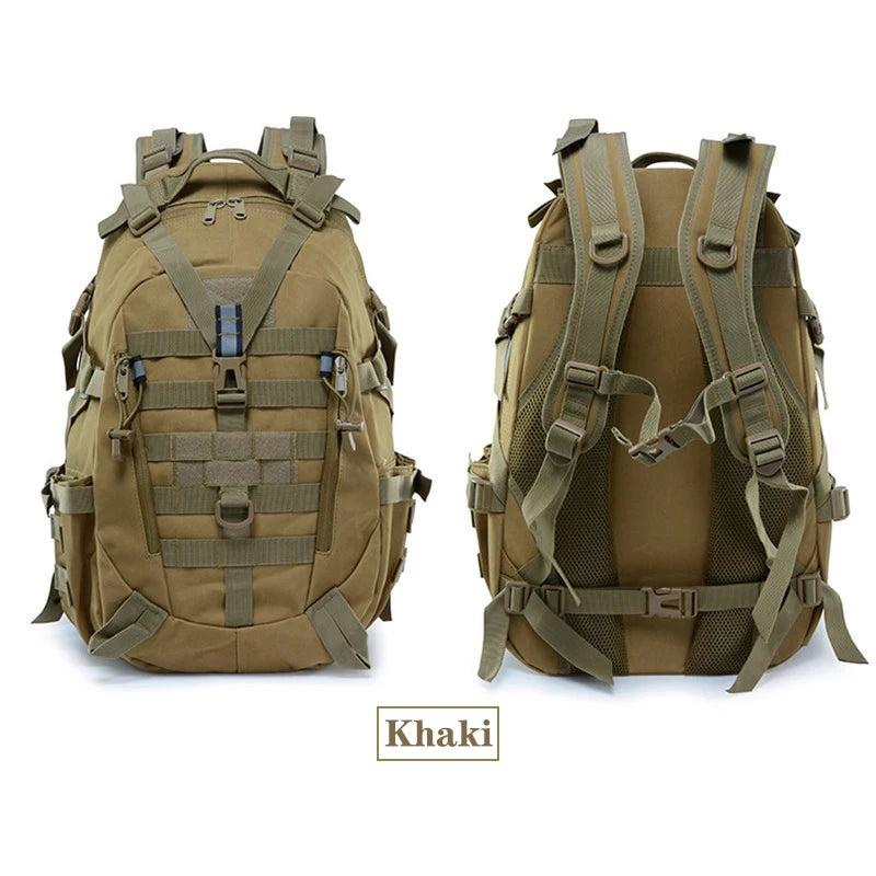 40L Tactical MOLLE Backpack with Reflective Panels khaki by HitMyNeed