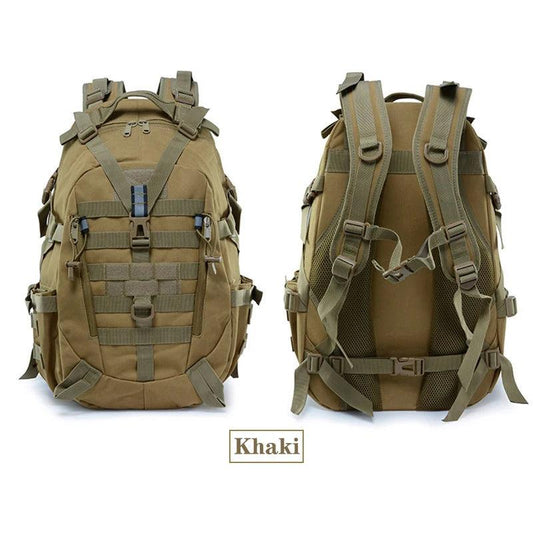 40L Tactical MOLLE Backpack with Reflective Panels khaki by HitMyNeed
