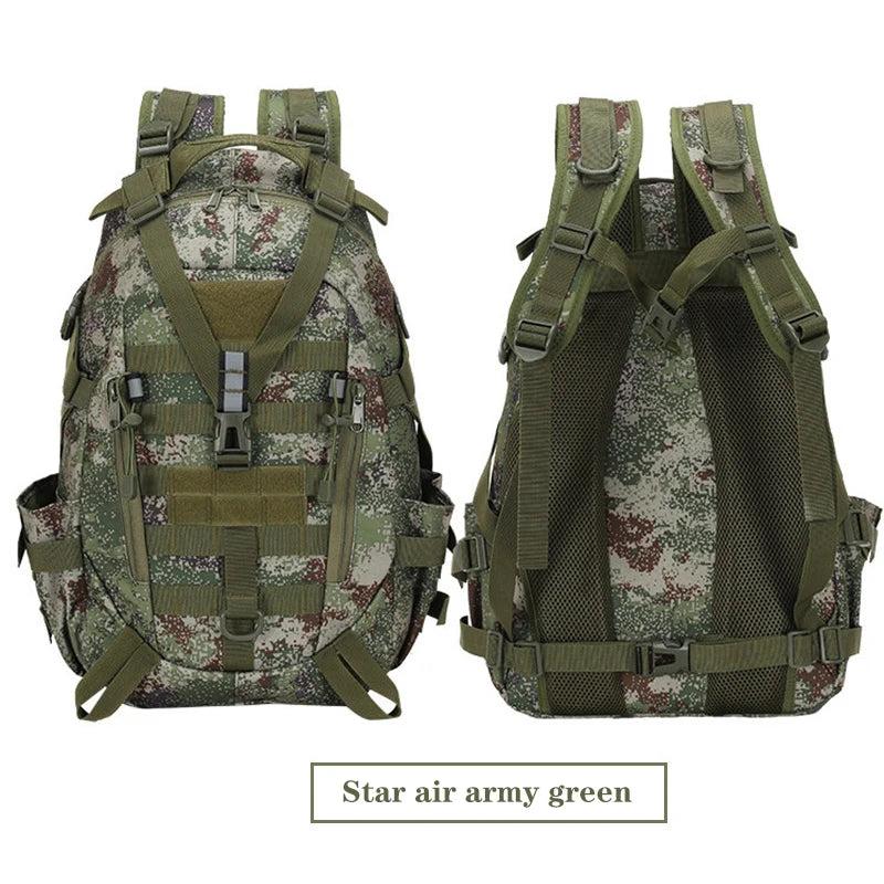 40L Tactical MOLLE Backpack with Reflective Panels star-air-green by HitMyNeed