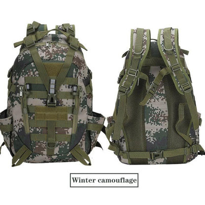 40L Tactical MOLLE Backpack with Reflective Panels winter-camo by HitMyNeed
