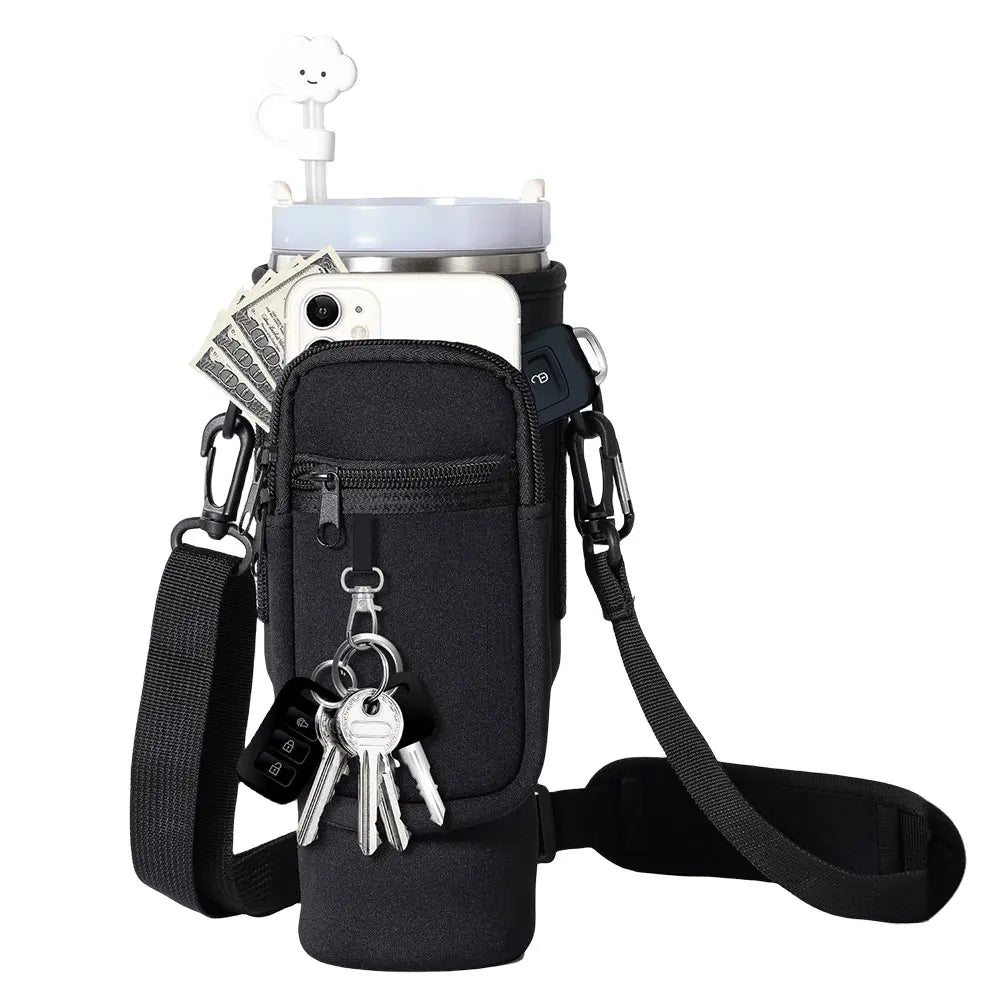 40oz Neoprene Water Bottle Carrier Bag for Stanley black-bag by HitMyNeed