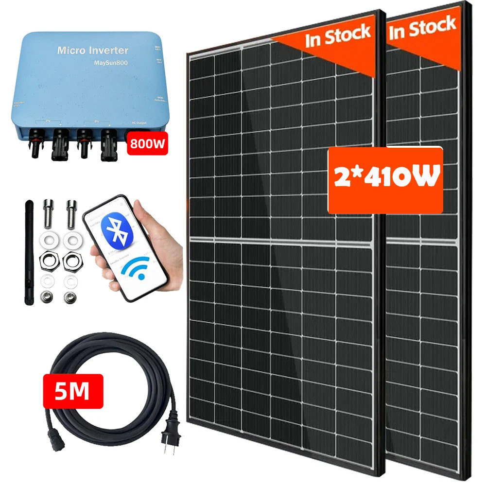 410W / 820W Monocrystalline Balcony Solar Panel Kit by HitMyNeed