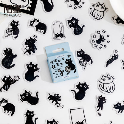45-Piece Black Cat Sticker Set for Laptops & Planners by HitMyNeed