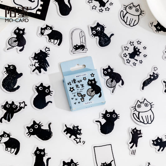 45-Piece Black Cat Sticker Set for Laptops & Planners by HitMyNeed