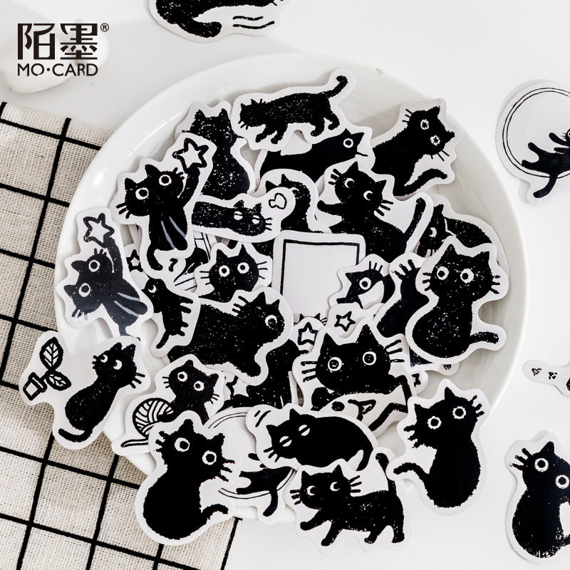 45-Piece Black Cat Sticker Set for Laptops & Planners by HitMyNeed