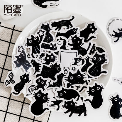 45-Piece Black Cat Sticker Set for Laptops & Planners by HitMyNeed