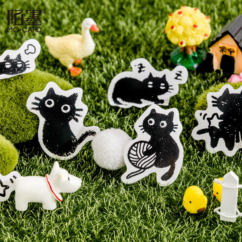 45-Piece Black Cat Sticker Set for Laptops & Planners by HitMyNeed