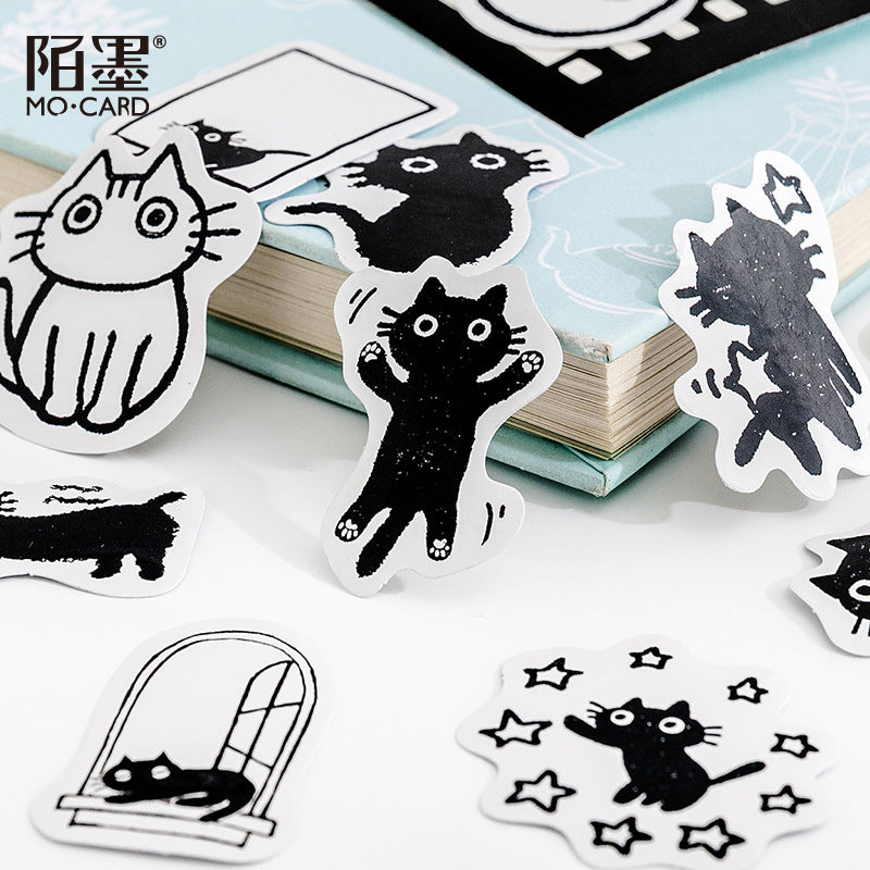 45-Piece Black Cat Sticker Set for Laptops & Planners by HitMyNeed