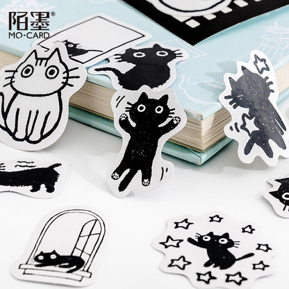 45-Piece Black Cat Sticker Set for Laptops & Planners by HitMyNeed