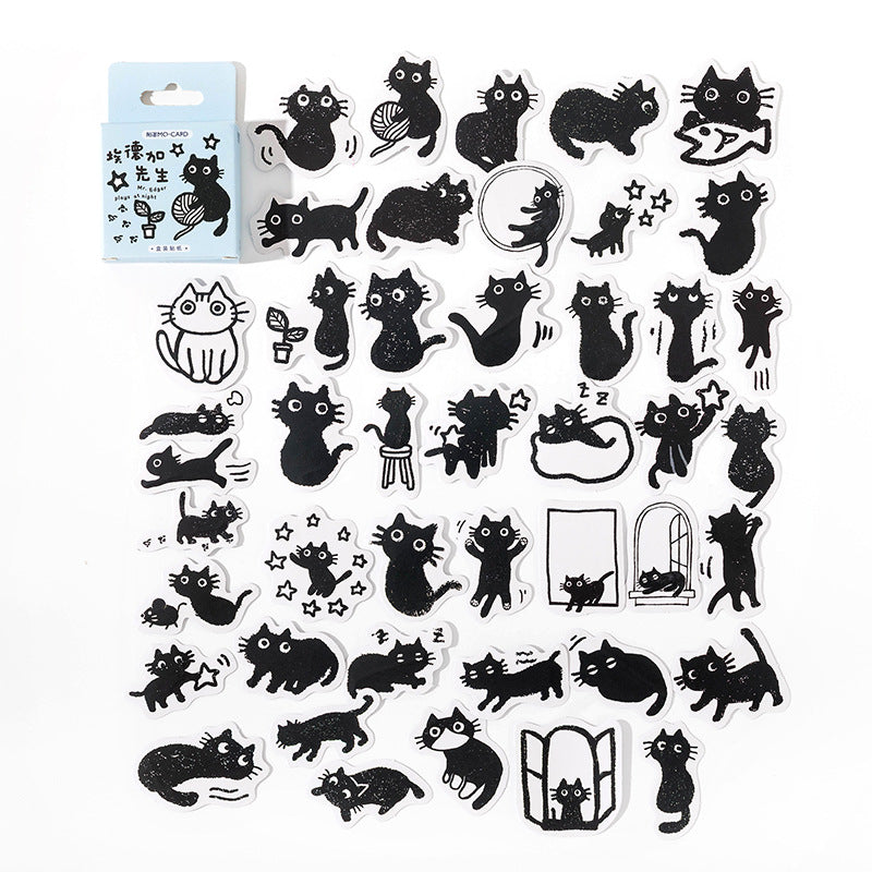 45-Piece Black Cat Sticker Set for Laptops & Planners by HitMyNeed