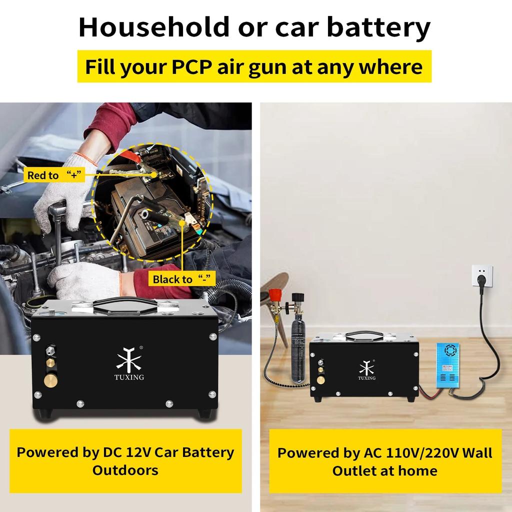 4500 PSI 300 Bar Oil-Free PCP Air Compressor 12V/AC by HitMyNeed