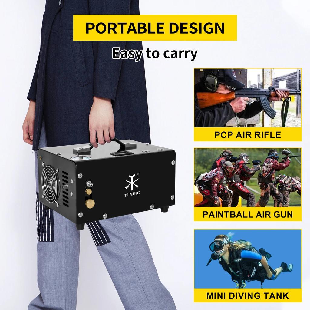 4500 PSI 300 Bar Oil-Free PCP Air Compressor 12V/AC by HitMyNeed