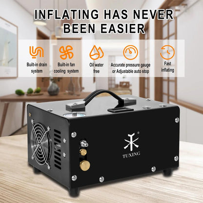 4500 PSI 300 Bar Oil-Free PCP Air Compressor 12V/AC manual-shutdown by HitMyNeed