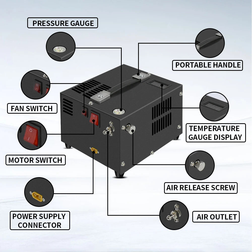 4500 PSI 300 Bar Portable PCP Air Compressor 12V/AC by HitMyNeed