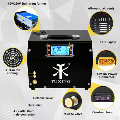 4500Psi 12V PCP Air Compressor with LCD & Auto-Stop by HitMyNeed