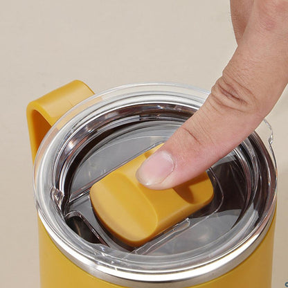 450ml Stainless Steel Coffee Tumbler with Lid & Handle by HitMyNeed