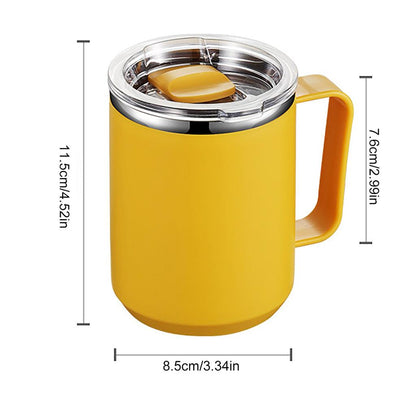 450ml Stainless Steel Coffee Tumbler with Lid & Handle by HitMyNeed