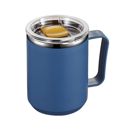 450ml Stainless Steel Coffee Tumbler with Lid & Handle deep-blue by HitMyNeed