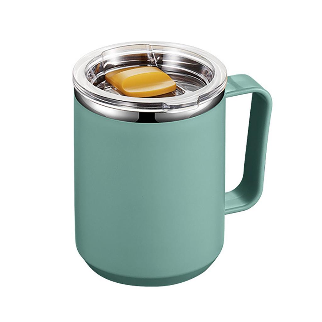 450ml Stainless Steel Coffee Tumbler with Lid & Handle green by HitMyNeed