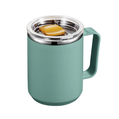 450ml Stainless Steel Coffee Tumbler with Lid & Handle green by HitMyNeed