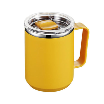 450ml Stainless Steel Coffee Tumbler with Lid & Handle orange by HitMyNeed