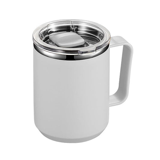 450ml Stainless Steel Coffee Tumbler with Lid & Handle white by HitMyNeed