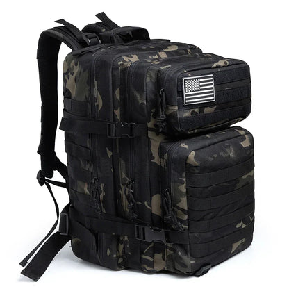 45L Outdoor Tactical Backpack with Molle System black-camo by HitMyNeed