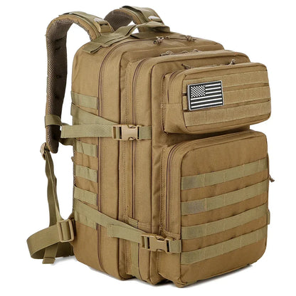 45L Outdoor Tactical Backpack with Molle System khaki by HitMyNeed