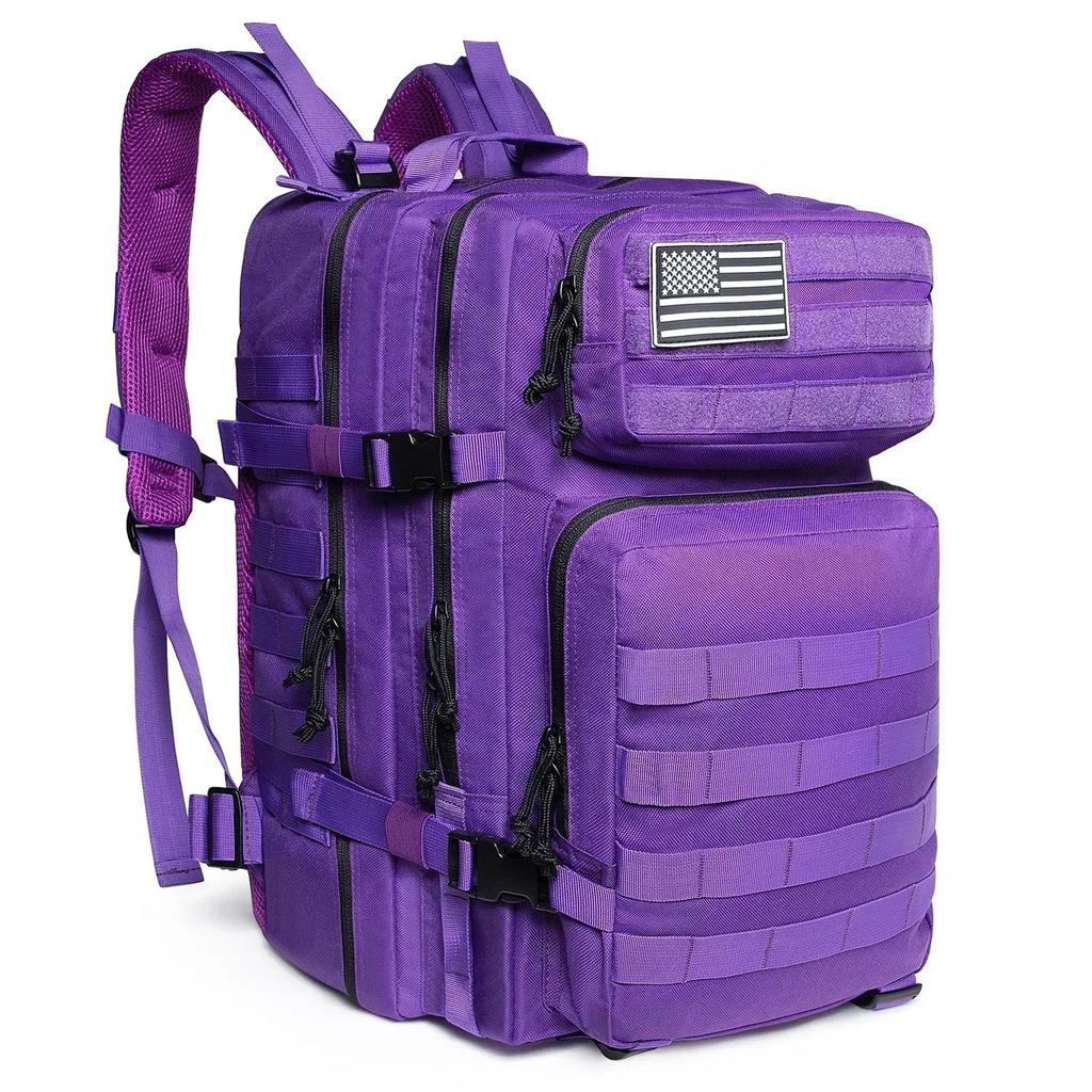 45L Outdoor Tactical Backpack with Molle System purple by HitMyNeed