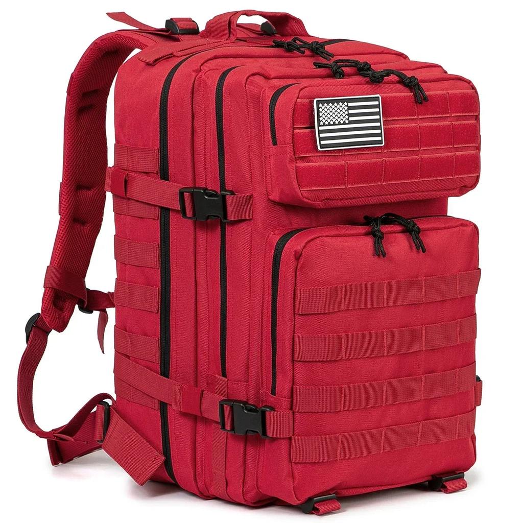 45L Outdoor Tactical Backpack with Molle System red by HitMyNeed